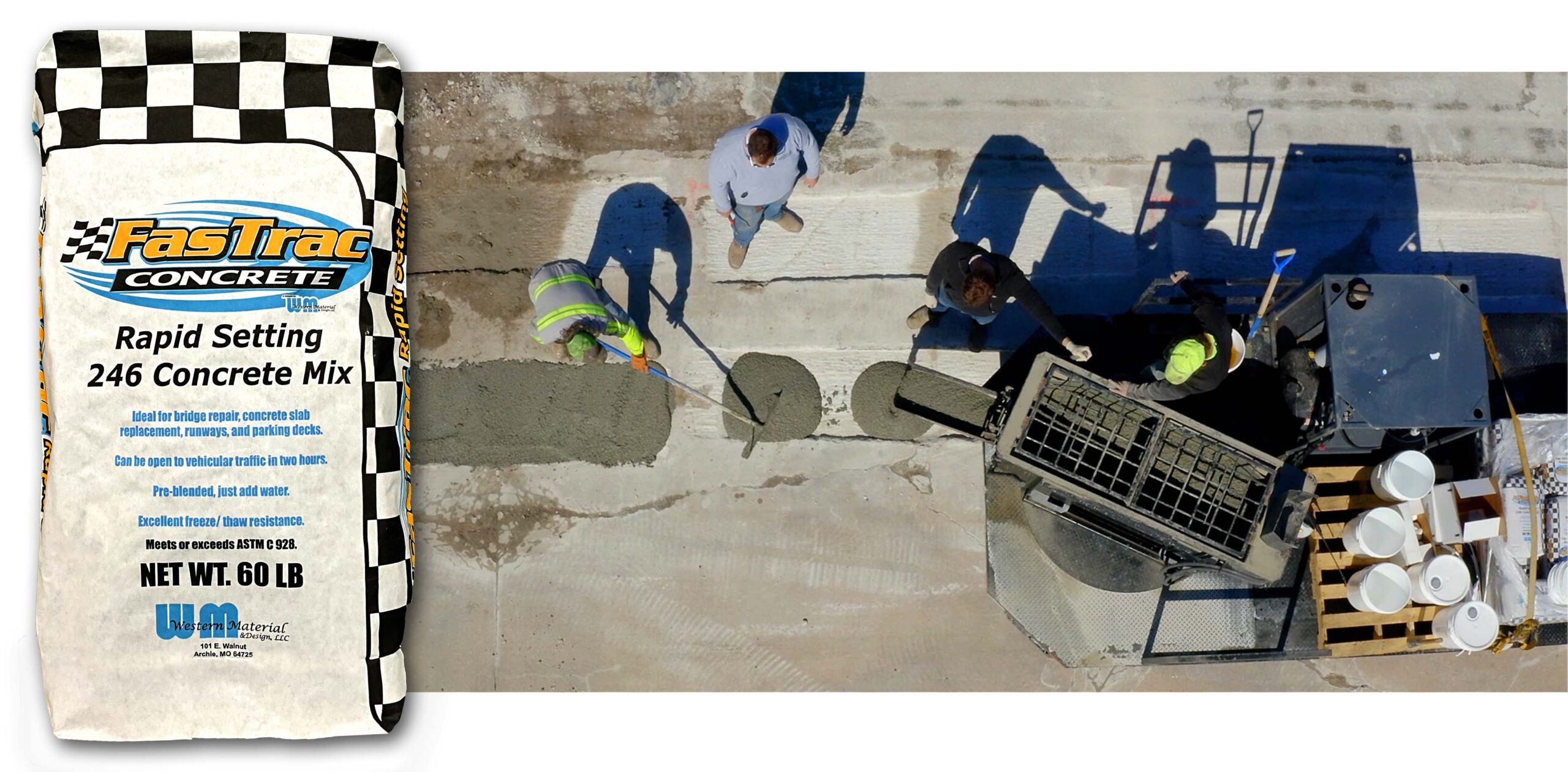 FasTrac 246 Rapid Setting Concrete FasTrac 246 Rapid Setting Concrete being applied with the FasTrac 750 Mixer